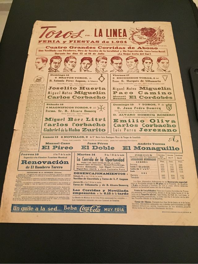 Cartel toros. La Línea. 1964.