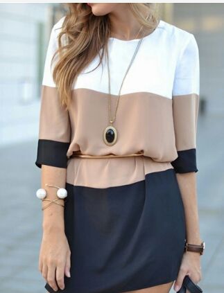 Vestido/tunica Color Block con etiqueta