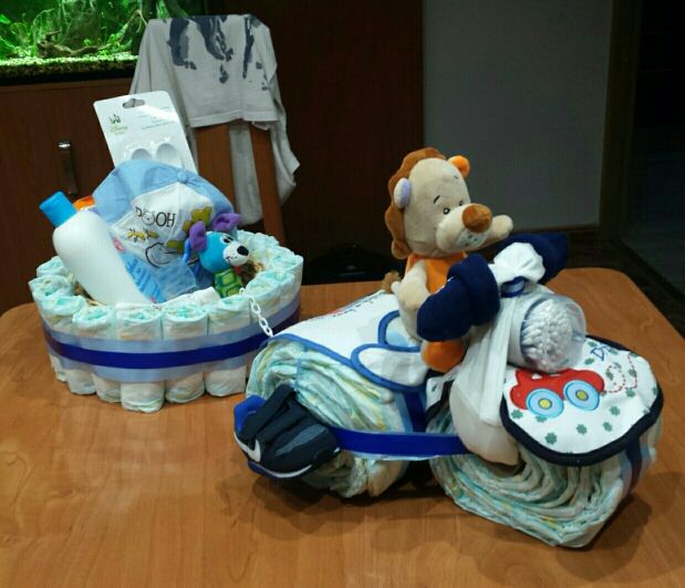 tartas,carritos y motos de pañales