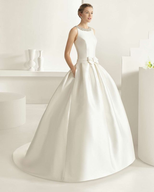 vestido de novia rosa clara de mikado de segunda mano por 850 € en