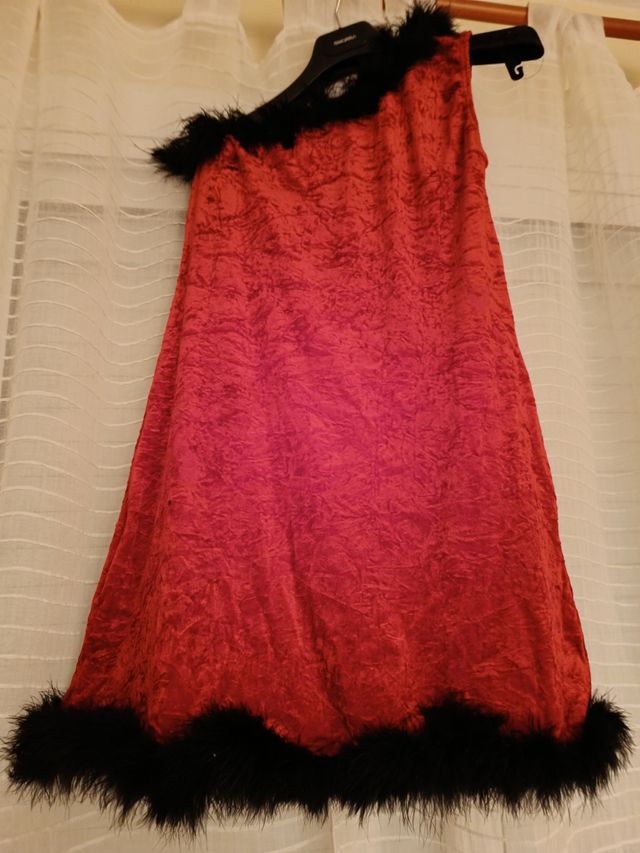 Disfraz charlestón terciopelo con marabu 3 piezas