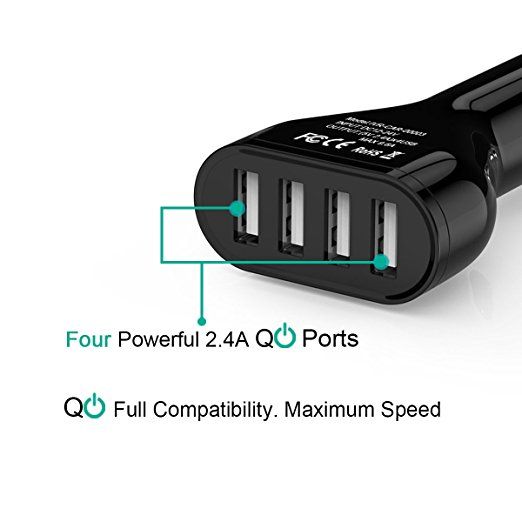 ww190 Cargador de coche con 4 puertos usb