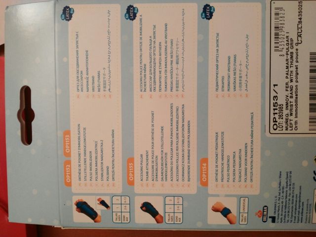 muñequera inmovilizadora pediátrica niño