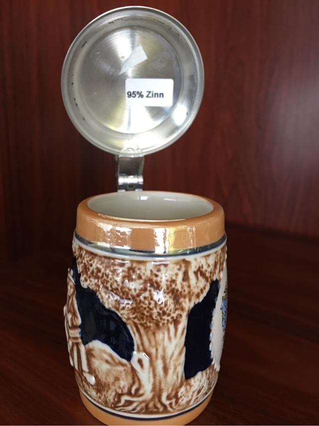 Miniatura jarra de cerveza alemana tapa Zinn 95