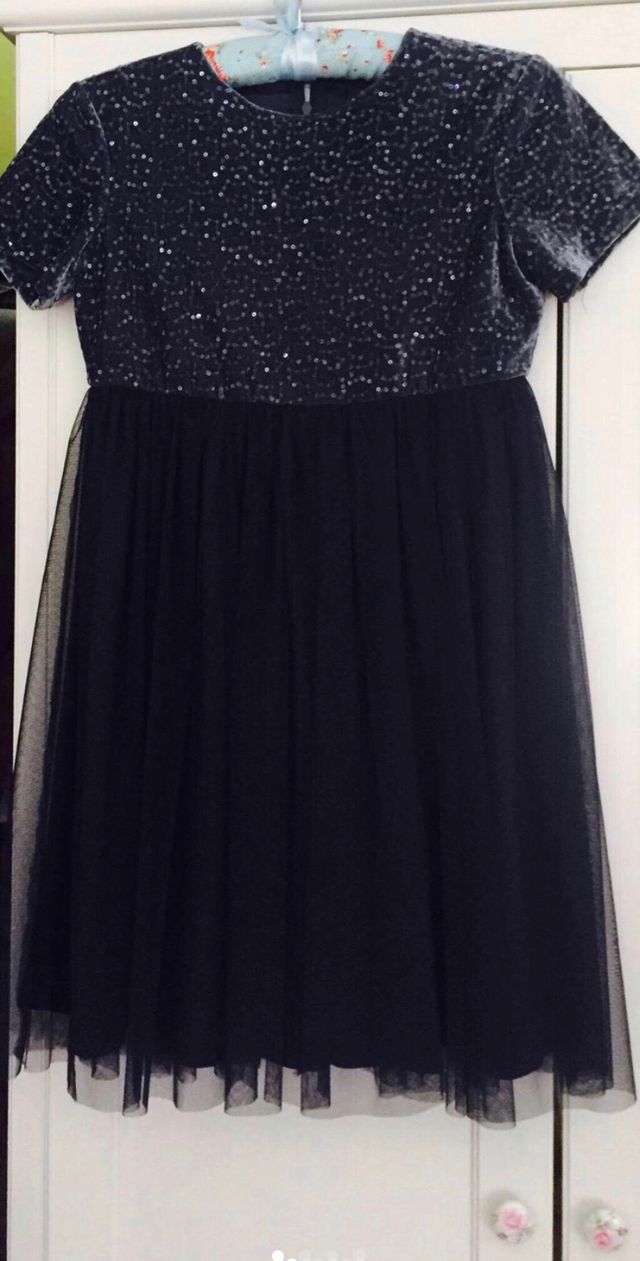 Benetton vestido azul noche terciopelo fiesta nuev