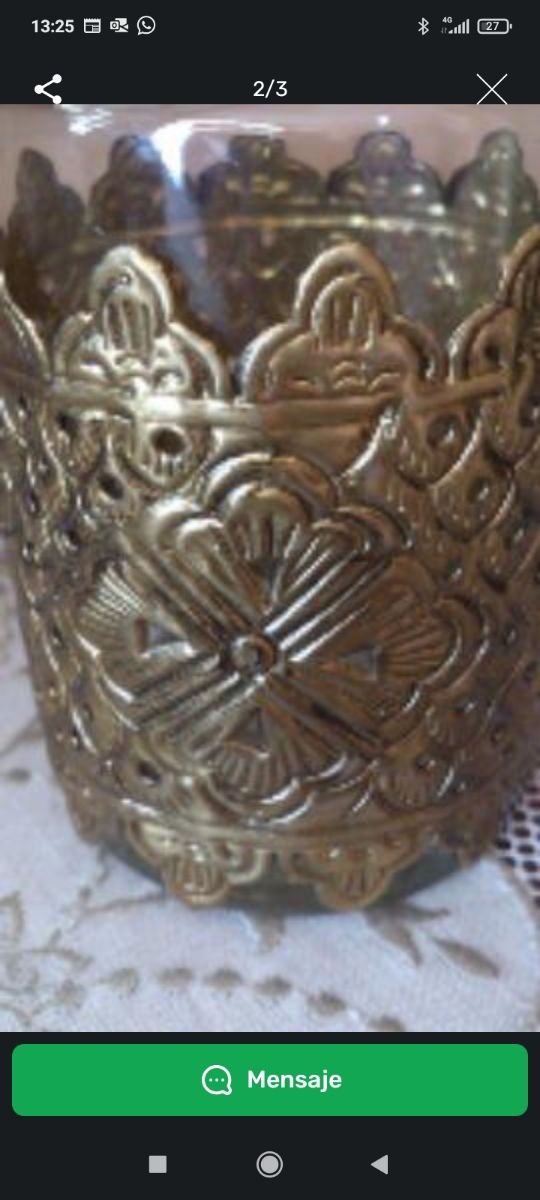 Botella licorera cristal, metal