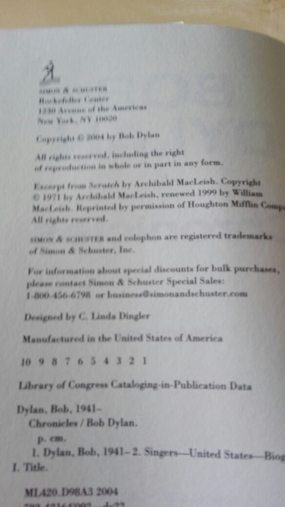 Bob Dylan Chronicles volume one