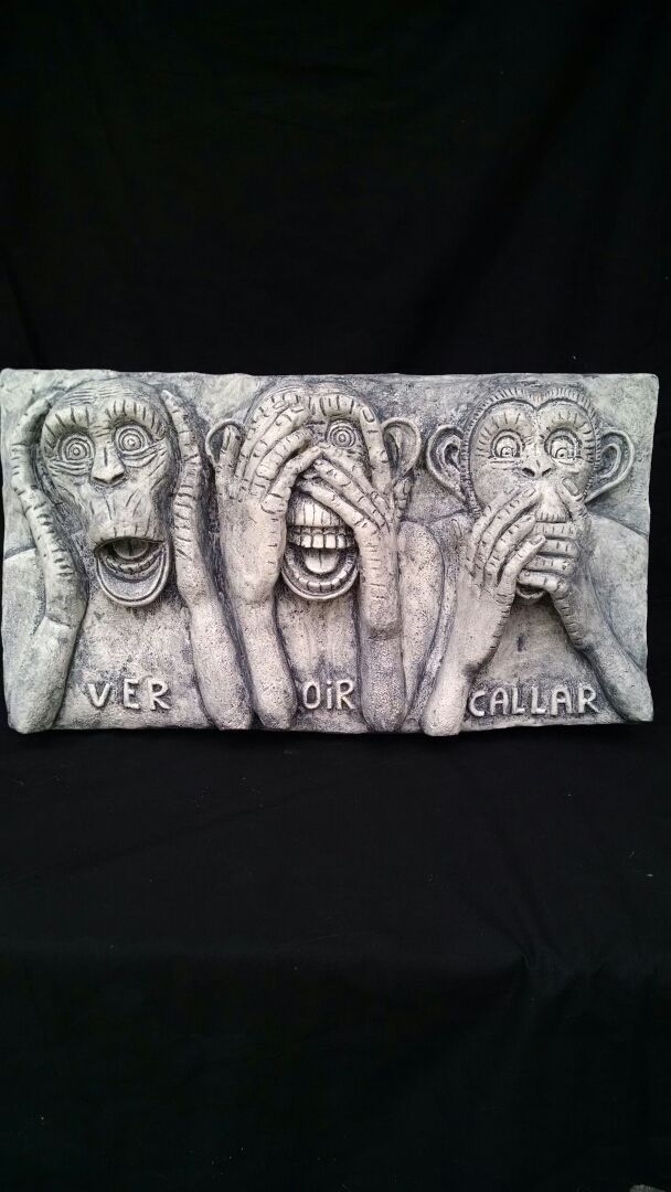 figura para paret,los tres monos sabios.