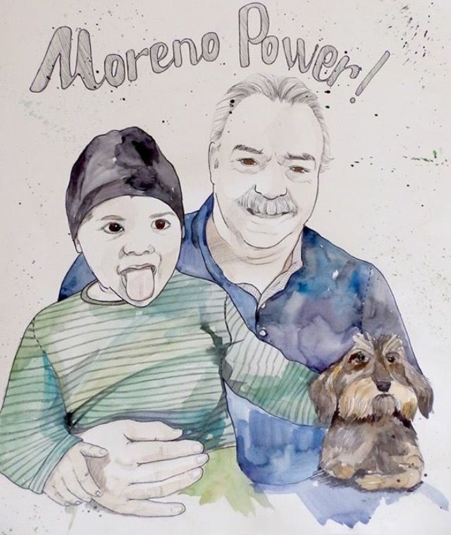 Retrato por encargo acuarela  y lapiz