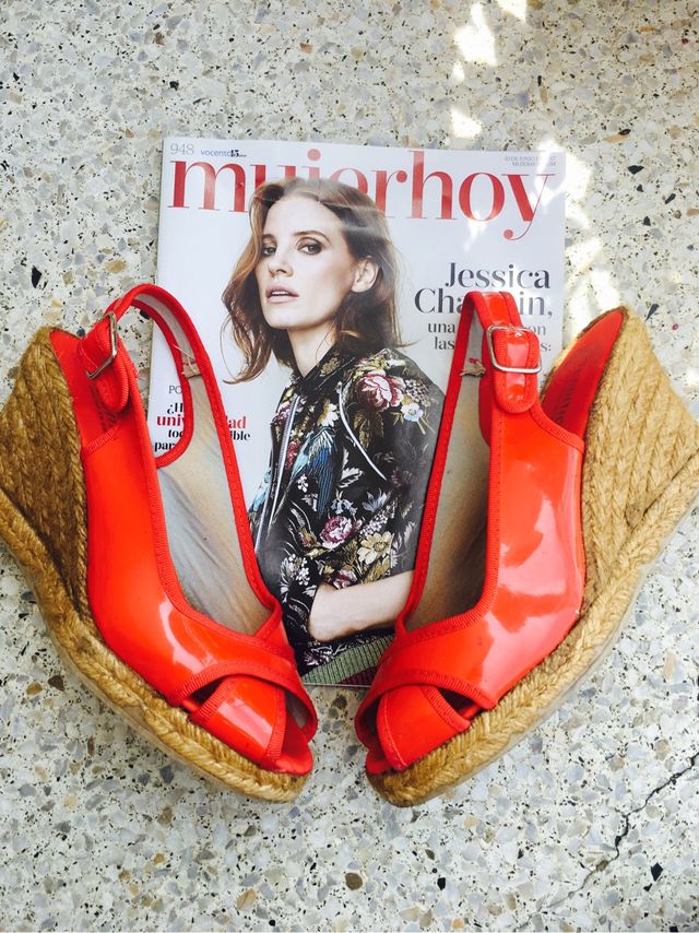 Sandalias cuña rojas