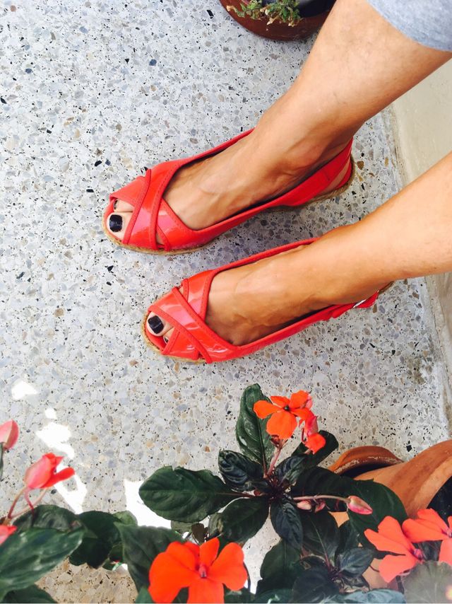 Sandalias cuña rojas