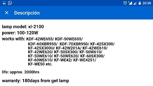 proyector sony lampara recambio