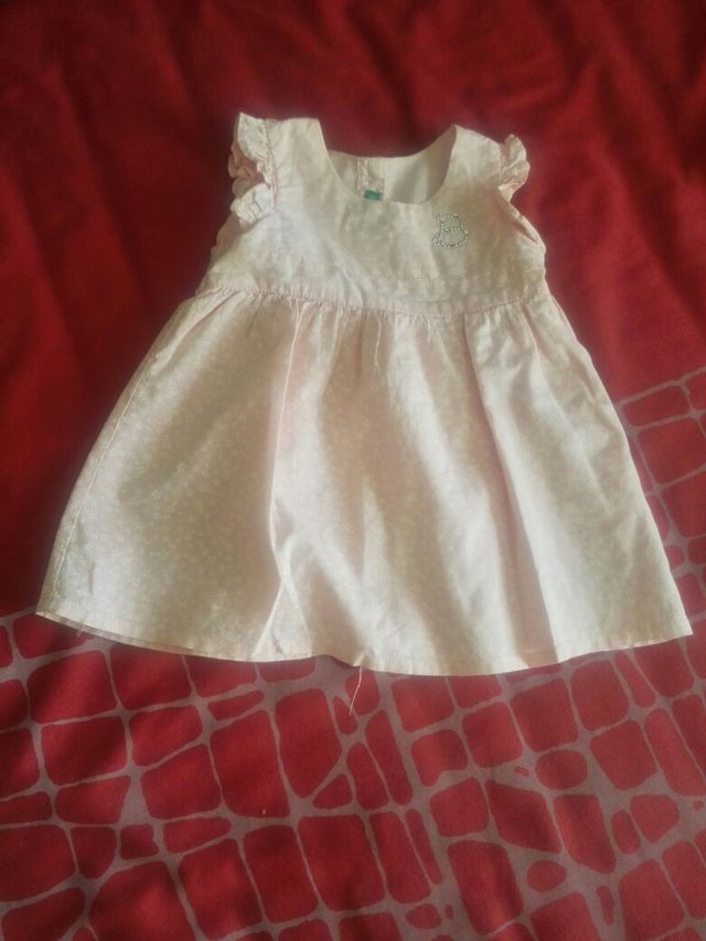 Vestido con cubrepañal Benetton. 3-6 meses.
