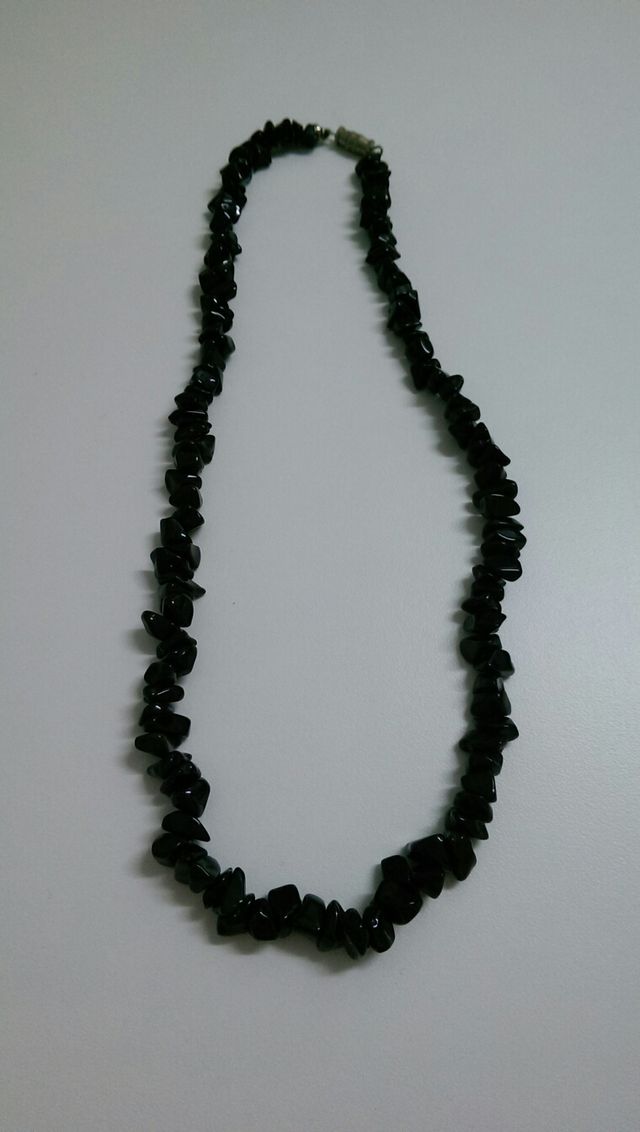 collar vintage obsidiana negra