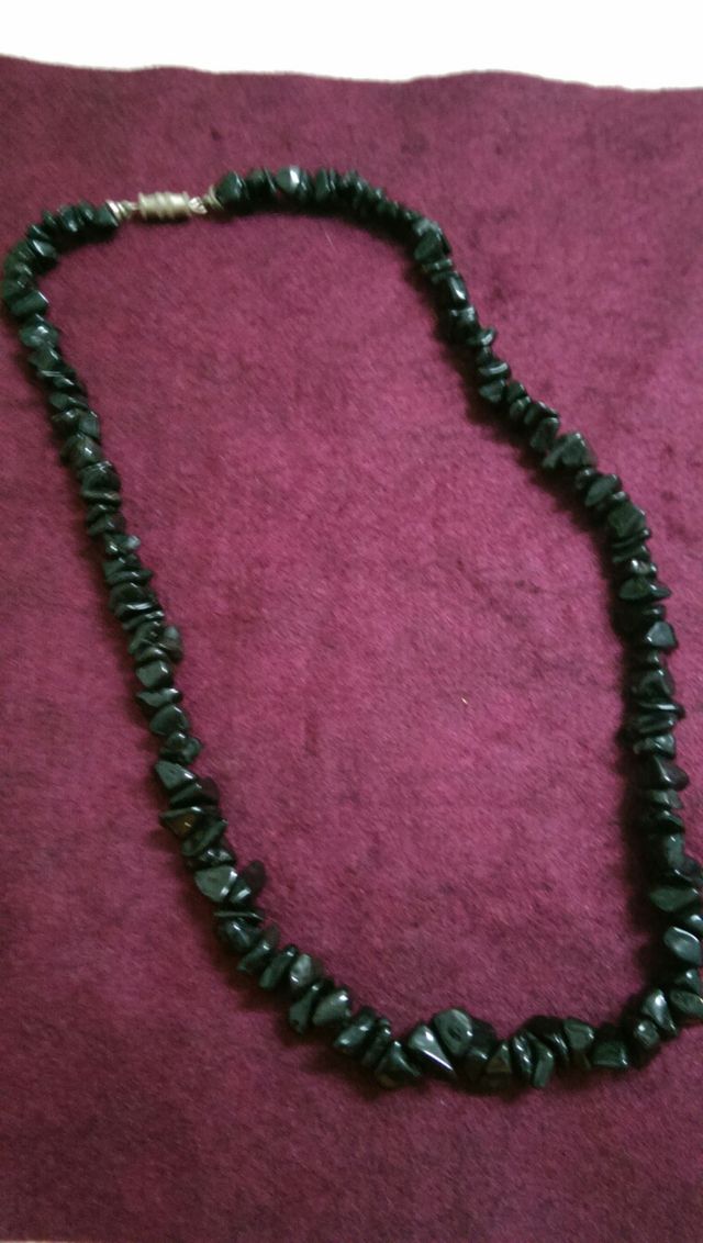 collar vintage obsidiana negra