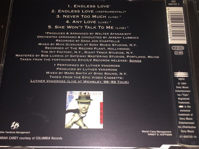 Mariah Carey Endless Love Cd Luther Vandross 