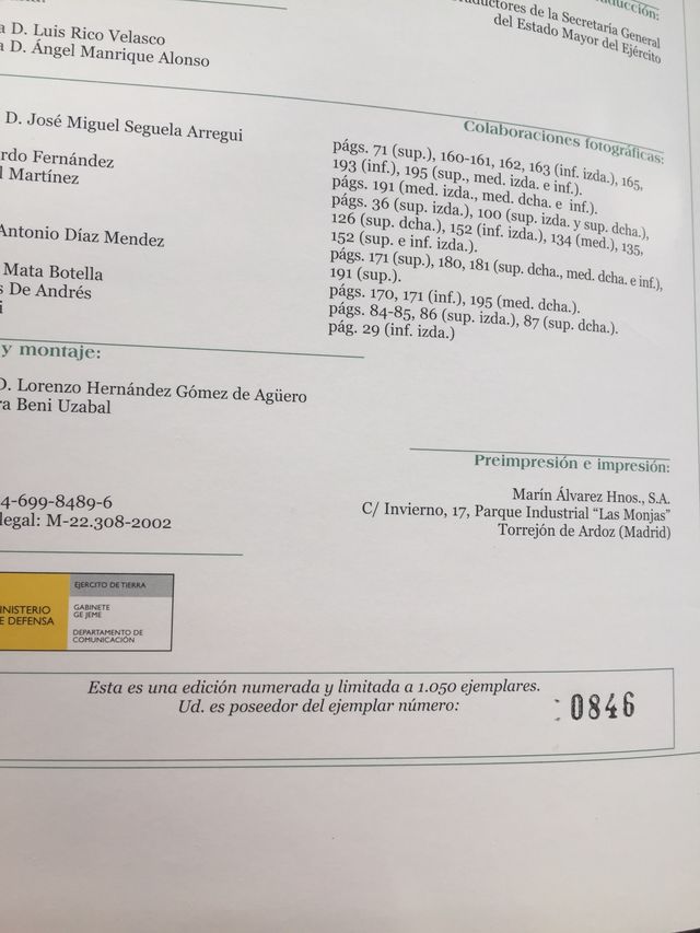 LIBRO DEL EJÉRCITO ESPAÑOL ED. LIMITADA