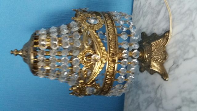 Lampara cristal y bronce mesilla