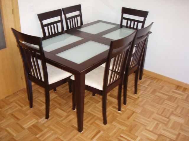 Conjunto mesa comedor wengué extensible + 6 sillas de segunda mano ... Conjunto mesa comedor wengué extensible + 6 sillas de segunda mano ...