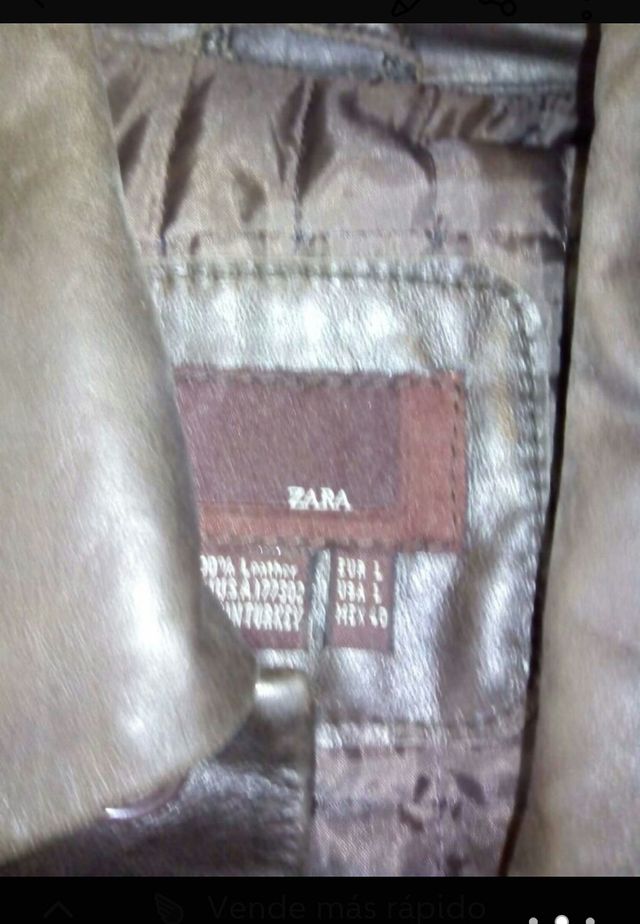 chaqueta de napa marrón de zara. talla L