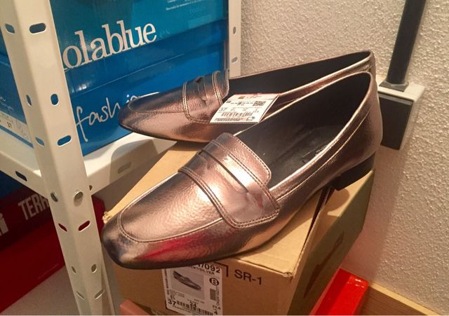 Zapatos Nuevos Mocasín Plata Zara!!!
