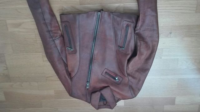 Cazadora cuero marrón