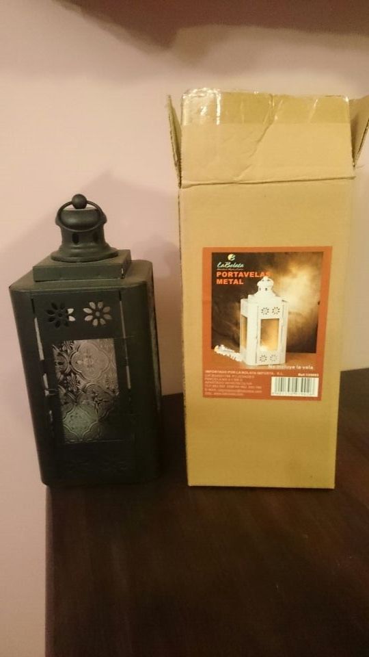 Farolillo de metal y cristal