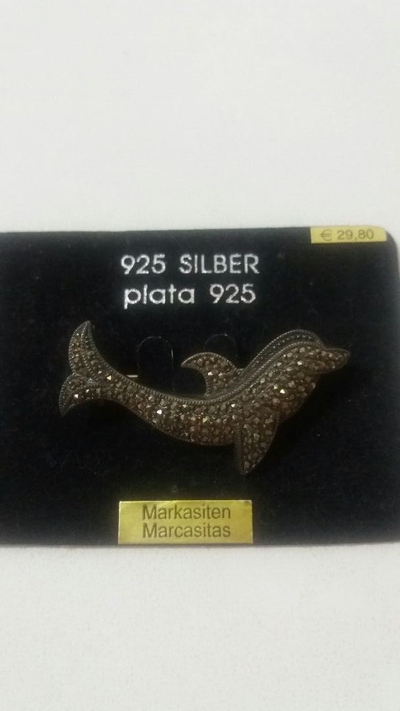 Broche plata y marcasitas