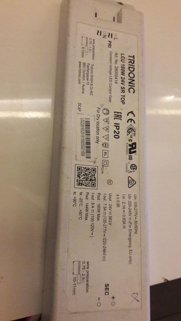 transformador tridonic lcu180w 24vsr top