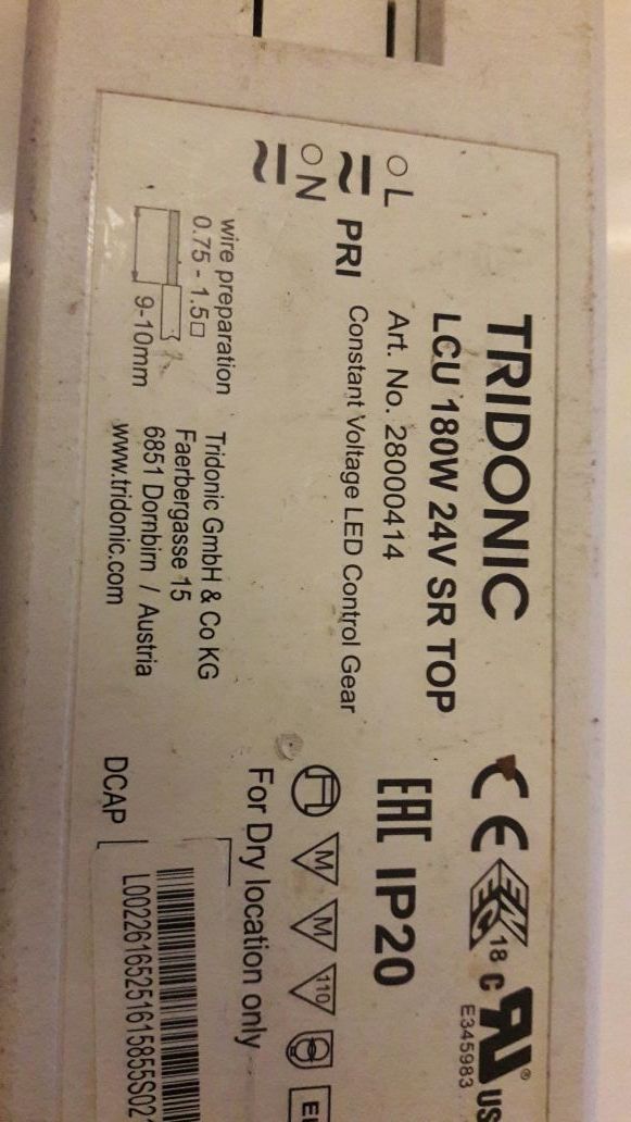 transformador tridonic lcu180w 24vsr top