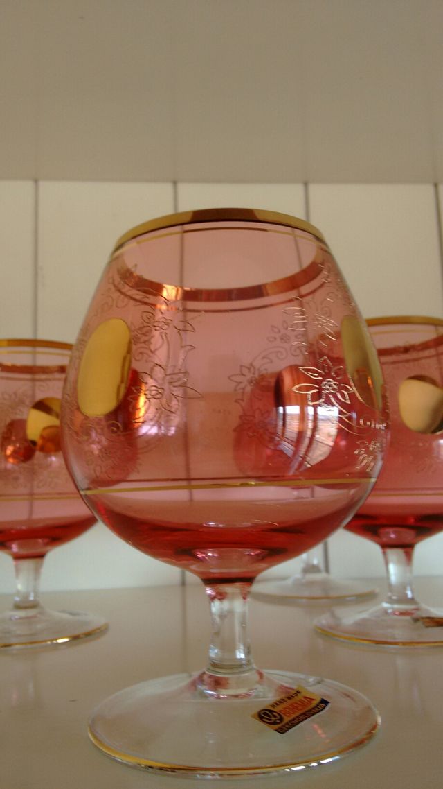 Cristal de bohemia 6 copas de coñac a estrenar