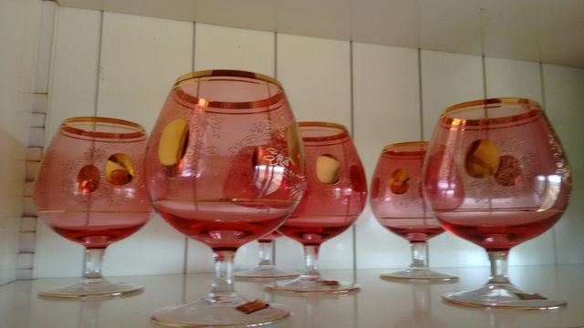 Cristal de bohemia 6 copas de coñac a estrenar