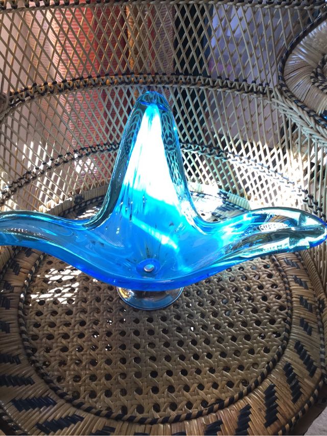 Centro cristal de mesa azul