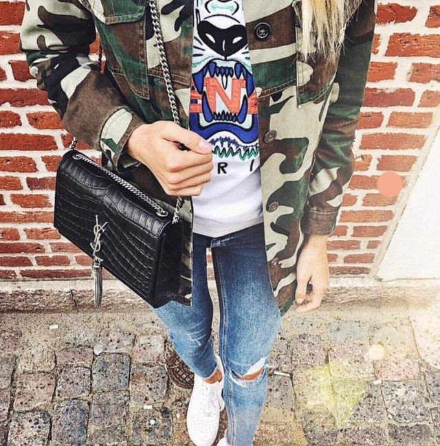 Cazadora militar parches Mango