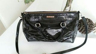 10 Mano Mango Charol De Negro Por Bolso Segunda WqA4wT7qB