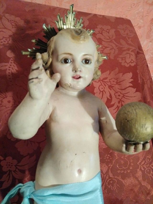 Antigua imagen religiosa del Niño Jesús de la bola de segunda mano en