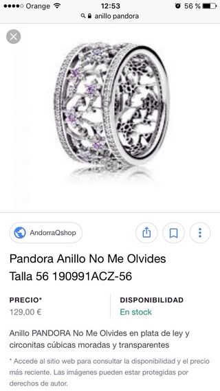anillo no me olvides pandora anillo no me olvides pandora