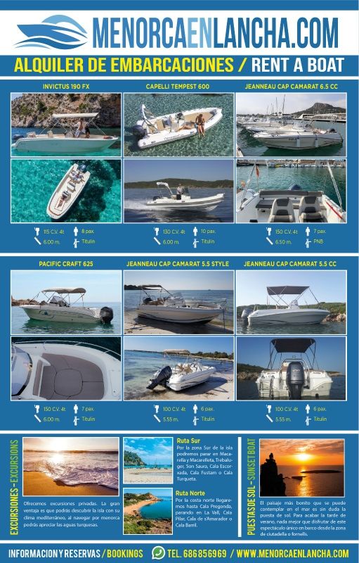 ALQUILER BARCOS EN MENORCA