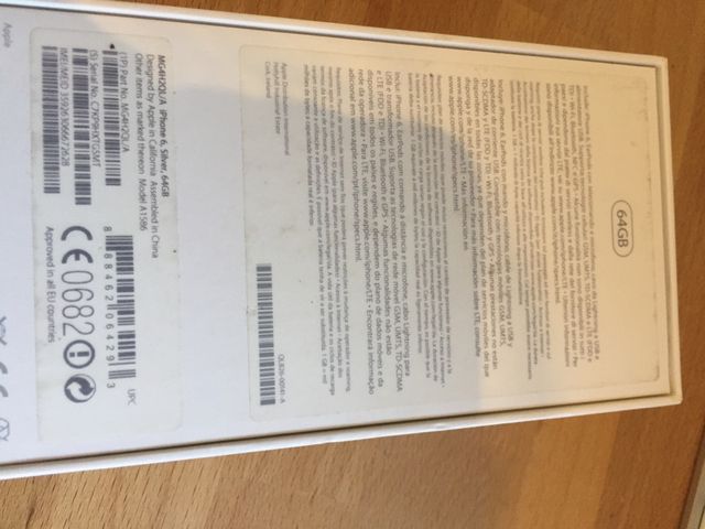 Caja  Iphone 6 de 64gb color: Silver