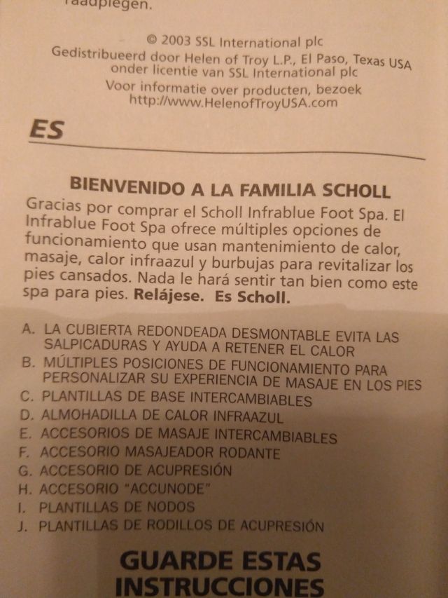 masaje para pies Dr. SCHOLL infrablue footspa