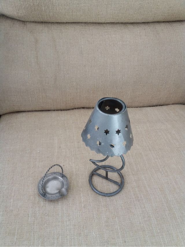 Porta velas y cenicero de metal