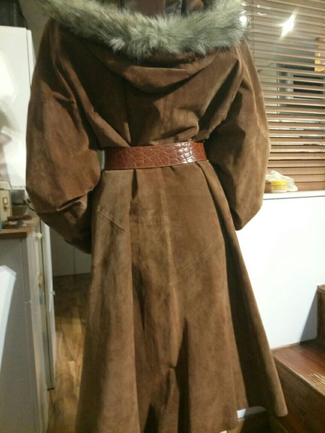 parka in pelle scamosciata marrone (taglia L per donna)