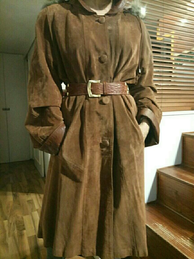 parka in pelle scamosciata marrone (taglia L per donna)