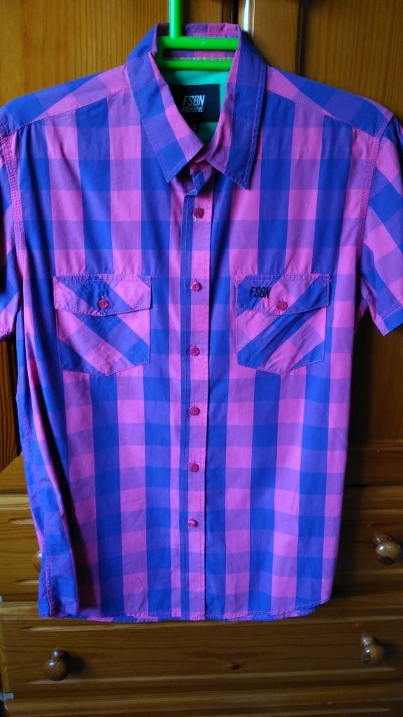 Camisa de cuadros FISHBONE fucsia, talla S