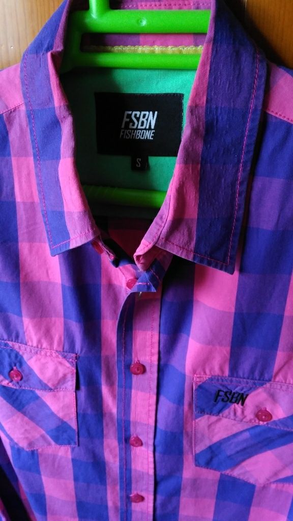 Camisa de cuadros FISHBONE fucsia, talla S