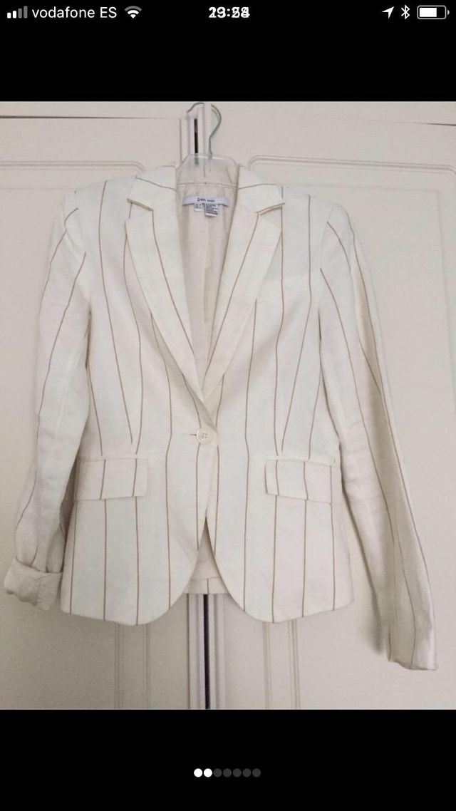 Blazer blanca raya diplomática, chica t/S Zara