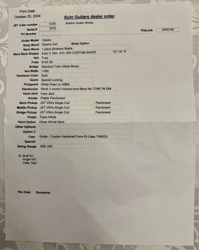 Guitarra Suhr Custom 2004