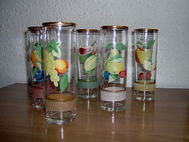 Vasos tubo con decoracion vintage