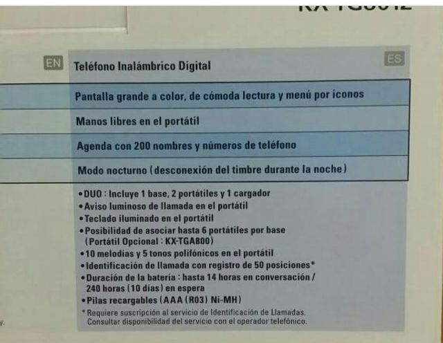 Teléfono inalambrico dúo panasonic