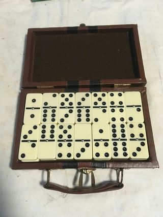 Jeu De Dominos Vintage - Résine Jaune, Années 60, Complet - Sans Marque